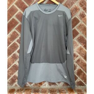 Nike Pro Combat Hyperwarm Shield Dri Fit Fitted Long Sleeve Shirt Gray Mens XL
